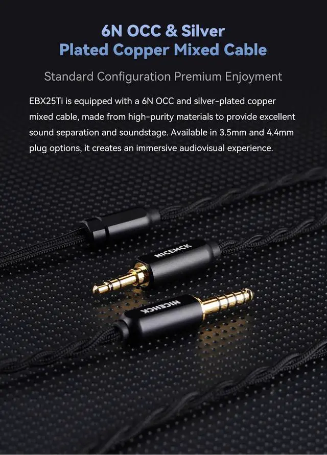 Alt view image 7 of 7 - EBX25Ti 14.2mm Beryllium HiFi Earbud 3.5mm Balanced MMCX No Mic | Titanium shell ;14.2mm beryllium driver ;3.5mm MMCX 6N OCC cable,32 high-sensitivity no-mic flat earbuds
