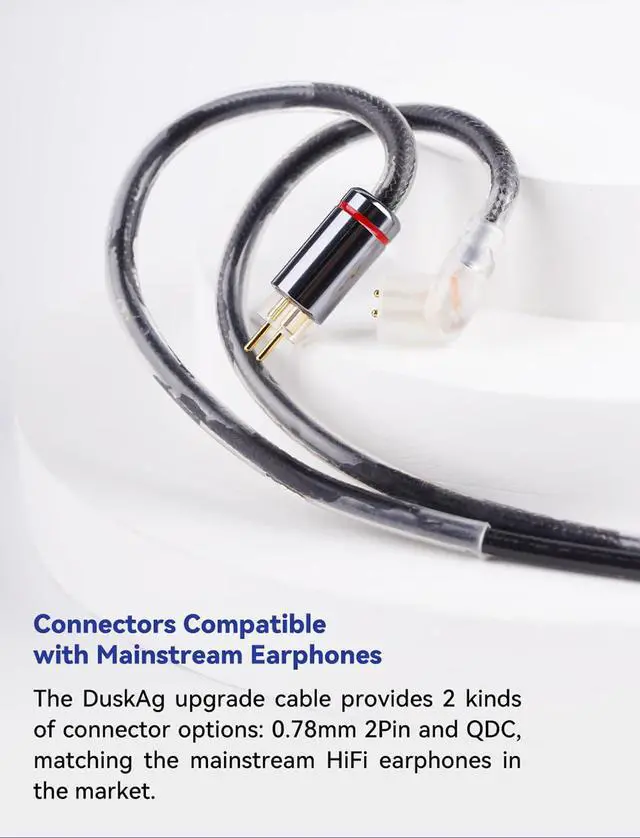 Alt view image 6 of 7 - DuskAg 5N Pure Silver IEM Cable 0.78 2Pin 4.4mm Balanced Plug | 5N pure silver & OCC shielding boosts mid-high density, wider soundstage, 1.2m cord 0.78 2Pin, 4.4mm balanced for audiophile