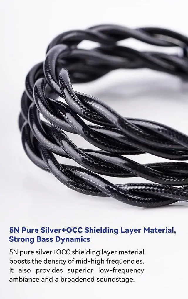 Alt view image 3 of 7 - DuskAg 5N Pure Silver IEM Cable 0.78 2Pin 4.4mm Balanced Plug | 5N pure silver & OCC shielding boosts mid-high density, wider soundstage, 1.2m cord 0.78 2Pin, 4.4mm balanced for audiophile