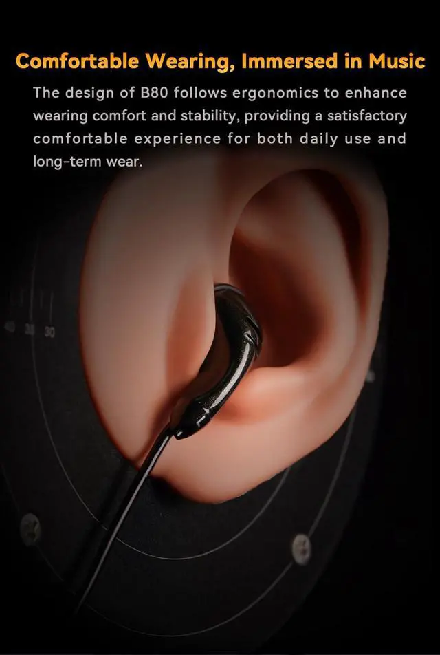 Alt view image 7 of 7 - B80 3.5mm Wired Flat Earbud,14.8mm PU Topology Bio Diaphragm,OFC Silver Plated Cord with Mic