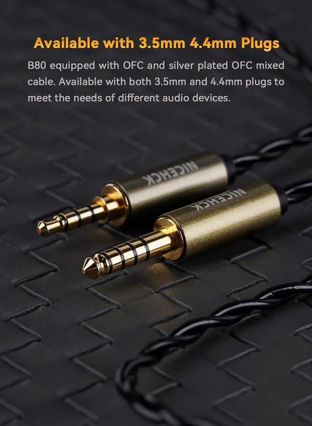 Alt view image 7 of 7 - B80 4.4mm Balanced Flat Earbud,14.8mm PU Bio Diaphragm,OFC Silver Plated Cord No Mic