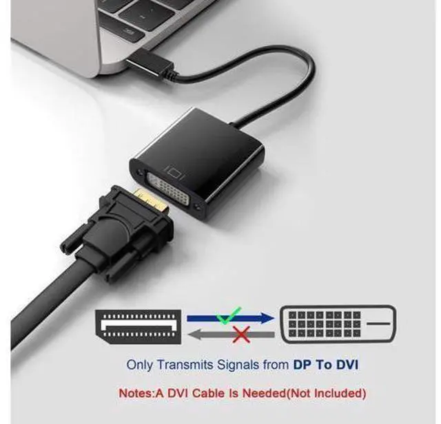 Alt view image 3 of 7 - DisplayPort to DVI DVI-D Single Link Adapter, Display Port to DVI Converter Male to Female Black Compatible for HP and Other Brand