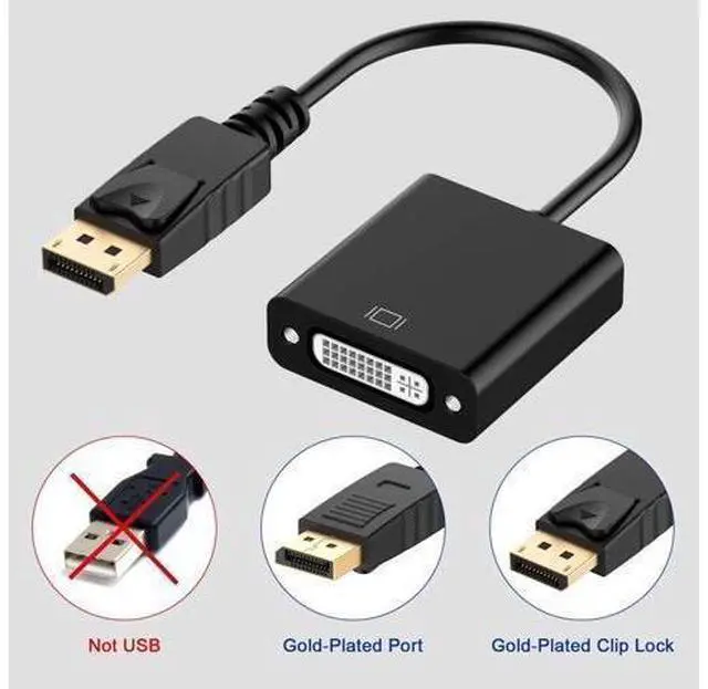 Alt view image 4 of 7 - DisplayPort to DVI DVI-D Single Link Adapter, Display Port to DVI Converter Male to Female Black Compatible for HP and Other Brand