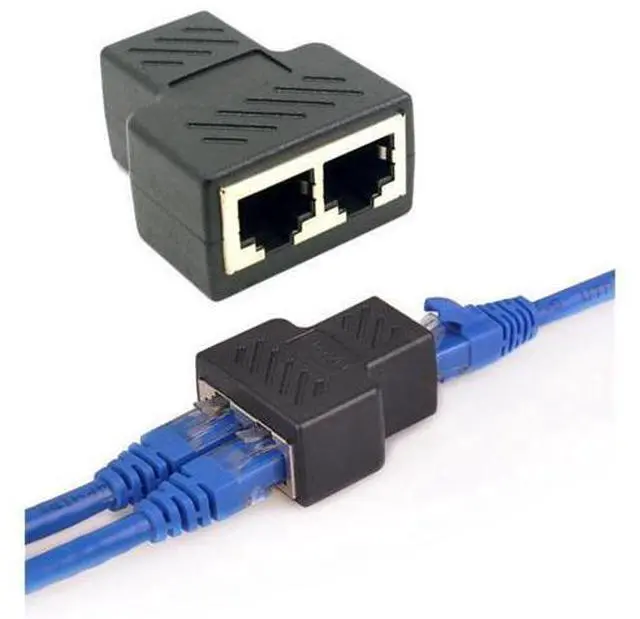 Main image of Ethernet Splitter RJ45 Splitter Adapter 1 to 2 Ways Dual Female Port CAT5 /6/ 7 LAN Ethernet Cable