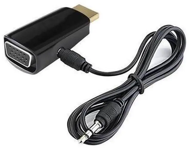 Alt view image 2 of 5 - Gold-Plated HDMI-compatible to VGA Converter Adapter w/ 3.5mm Audio Port for PC, Laptop, DVD, Desktop and other HDMI-compatible Input to VGA output Devices - Black- 1920x1080p