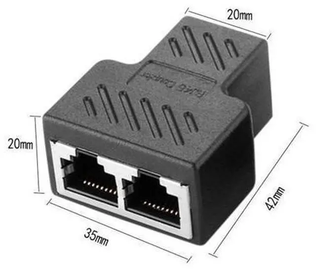 Alt view image 2 of 7 - Ethernet Splitter RJ45 Splitter Adapter 1 to 2 Ways Dual Female Port CAT5 /6/ 7 LAN Ethernet Cable
