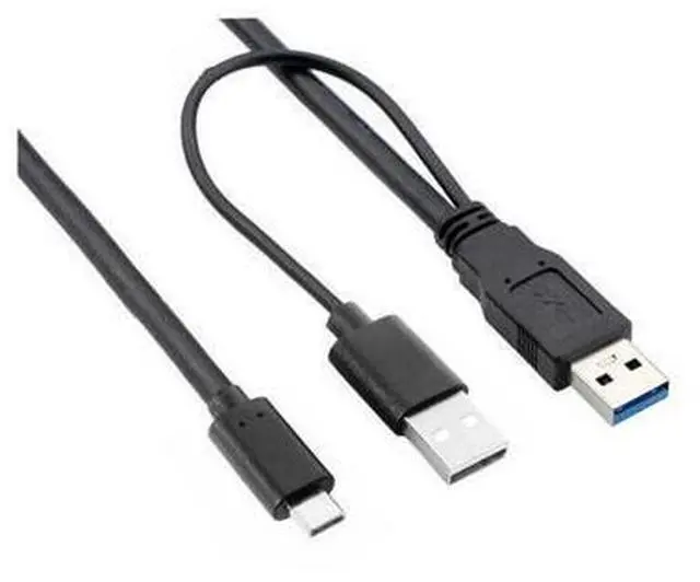 Main image of Type-C USB-C to USB 3.0 Male & USB 2.0 Dual Power Data Y Cable for Laptop & Hard Disk 60cm