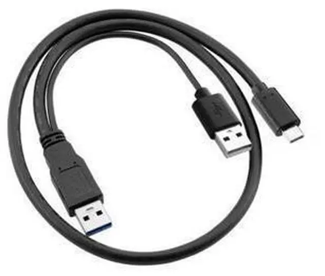 Alt view image 2 of 6 - Type-C USB-C to USB 3.0 Male & USB 2.0 Dual Power Data Y Cable for Laptop & Hard Disk 60cm
