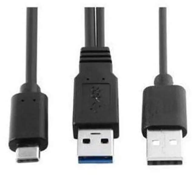 Alt view image 5 of 6 - Type-C USB-C to USB 3.0 Male & USB 2.0 Dual Power Data Y Cable for Laptop & Hard Disk 60cm