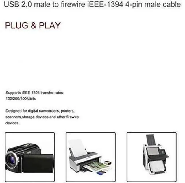 Alt view image 5 of 7 - 1.5m USB to IEEE 1394 Firewire 4 Pin Adapter Cable Converter Cord for iLink