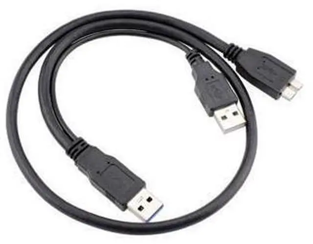 Alt view image 3 of 5 - Dual USB3.0 A Male to Micro USB 3.0 Y cable with Extra Power for Mobile HDD 0.5M
