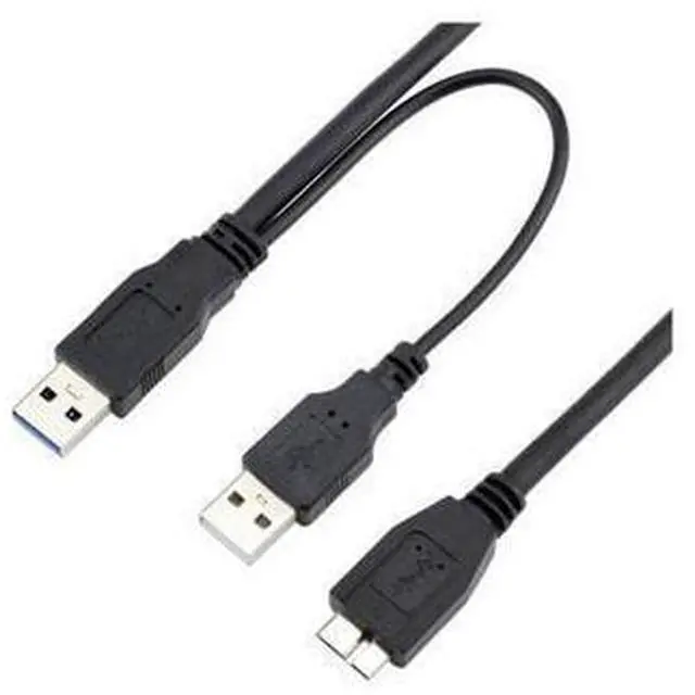 Alt view image 2 of 5 - Dual USB3.0 A Male to Micro USB 3.0 Y cable with Extra Power for Mobile HDD 0.5M