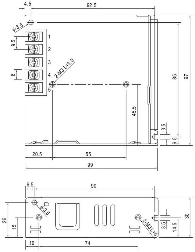 Alt view image 2 of 2 - 1993 Mean Well LRS-75-24 Enclosed Switching Power Supply, Single Output, 24V, 3.2A, 76.8W, 3.9" L x 3.82" W x 1.18" H