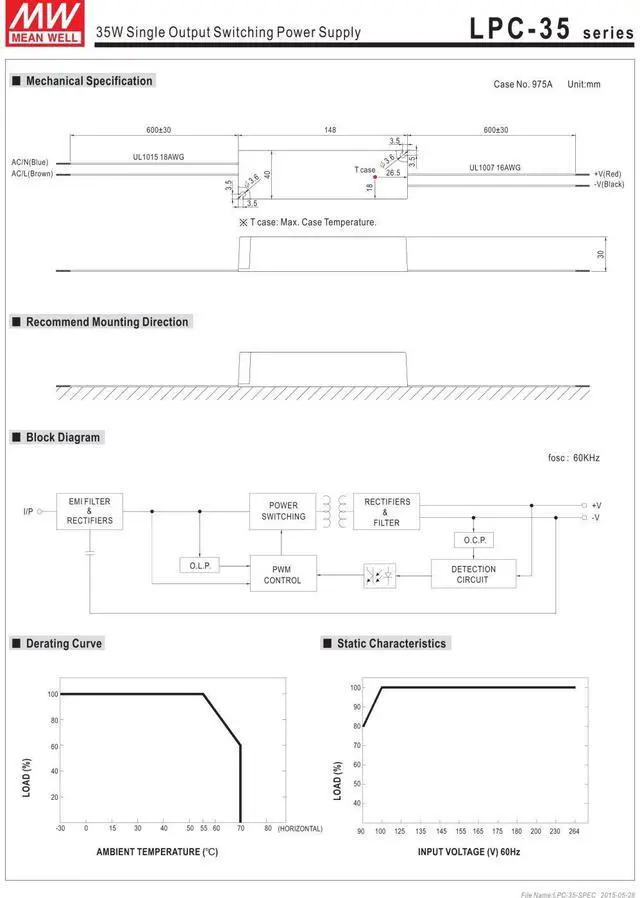 Alt view image 2 of 2 - MW Mean Well LPC-150-2100 72V 2100mA 150W Single Output LED Power Supply