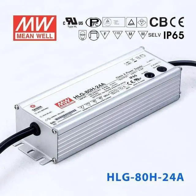 Alt view image 2 of 2 - HLG-80H-24A LED Driver Single Output Switching Power Supply, A Model, 24 Volt, 3.4 Amp, 80 Watt