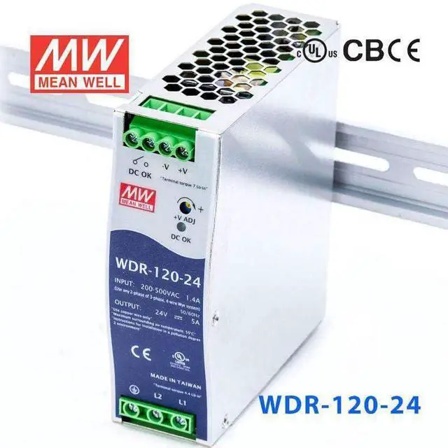 Alt view image 2 of 2 - WDR-120-24 Mean Well Power Supply