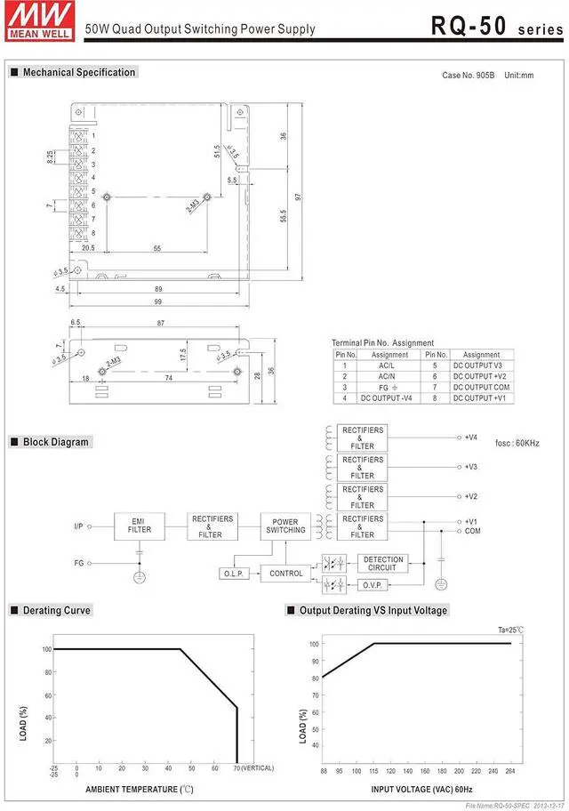 Alt view image 2 of 2 - Original RQ-50C Quad Output Switching Power Supply +/-5V +/-15V 0.5A 1A 5A 50W