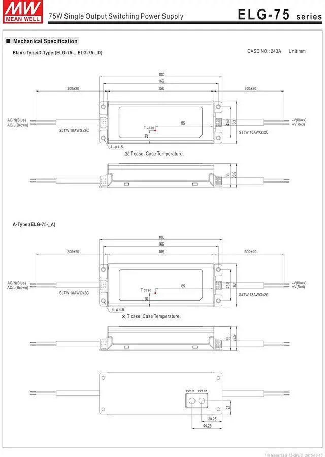 Alt view image 7 of 7 - MW Mean Well ELG-75-48B 48V 1.6A 76.8W Single Output Switching LED Power Supply with PFC