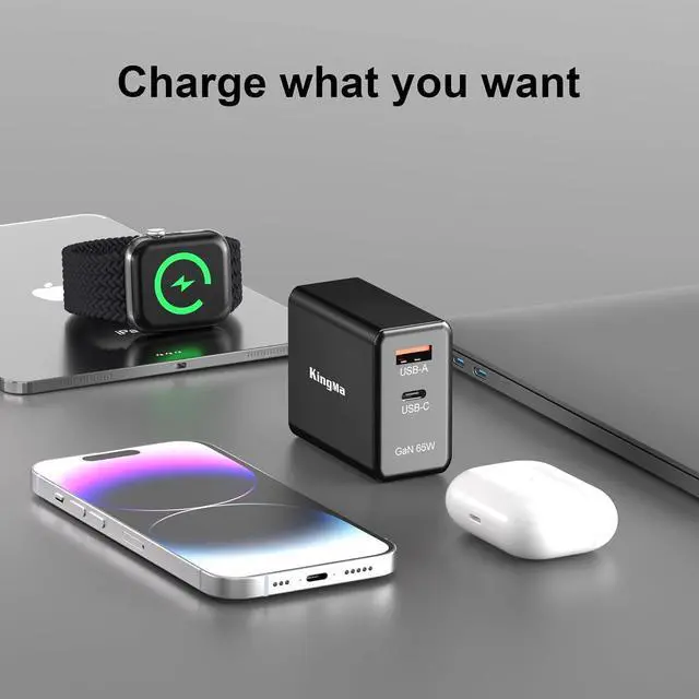 Alt view image 3 of 7 - 65W USB Computer Charger GaN, 2 Port Wall Charger Power Adapter with 1.8m Fast Charging Cable (4.5 * 3.0mm) for Asus EXA1203YH B400A Notebook EXA1203XH chromebook PU550 PU550CA PU401 PU401