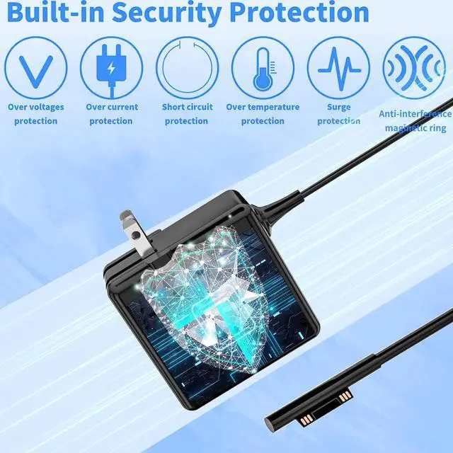 Alt view image 3 of 7 - 36W 12V 2.58A Charger Replacement for Microsoft Surface Pro 3 Pro 4 Pro 5 Smooth Surface Small Size 61 * 58mm