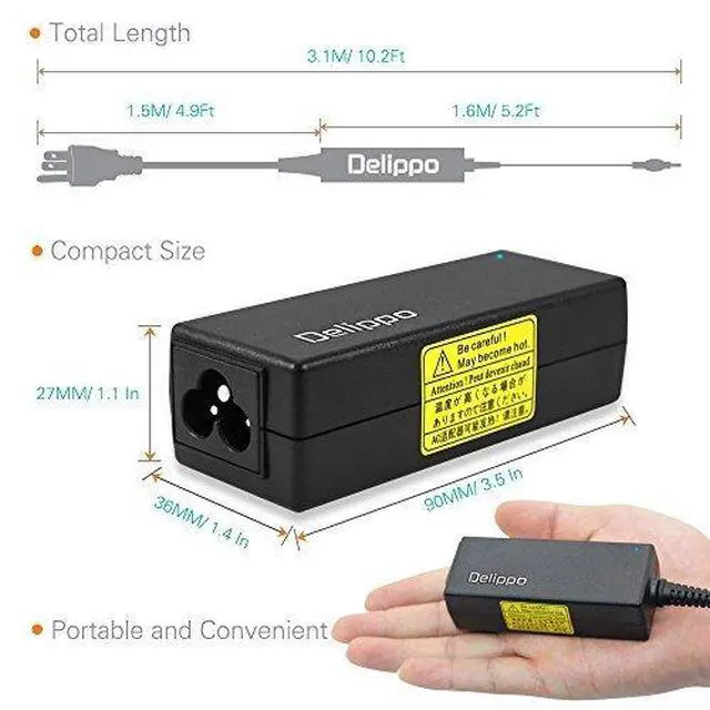Alt view image 2 of 6 - 19V 2.1A 1.3A AC Adapter Charger LCD Led Monitor for LG AY62790006 EAY62710704 E2250T W2286L E2251Tt-bn E2351t-bn Ips277l-bn 27ea33v D2343p Ips236v-pn E1948S E2242C E2249 with Power Cable