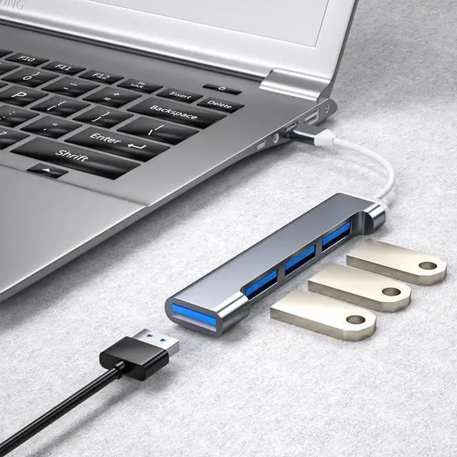 Alt view image 2 of 7 - for Docking Station USB Hub 4 Ports, Multiple USB 3.0 Hub, USB A Splitter for Laptop with USB C Power Port, USB Extender for A Port Laptop, for Docking Station and More (2ft) (Type C Connector)
