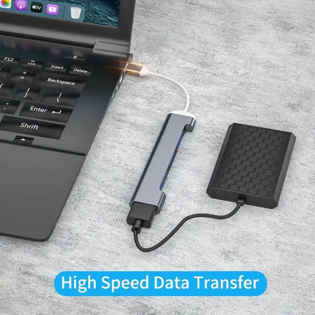 Alt view image 3 of 7 - for Docking Station USB Hub 4 Ports, Multiple USB 3.0 Hub, USB A Splitter for Laptop with USB C Power Port, USB Extender for A Port Laptop, for Docking Station and More (2ft) (Type C Connector)
