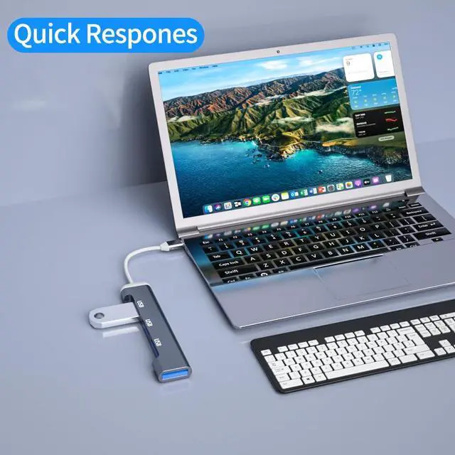 Alt view image 5 of 7 - for Docking Station USB Hub 4 Ports, Multiple USB 3.0 Hub, USB A Splitter for Laptop with USB C Power Port, USB Extender for A Port Laptop, for Docking Station and More (2ft) (Type C Connector)