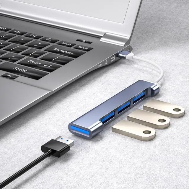 Alt view image 2 of 7 - for Docking Station USB Hub 4 Ports, Multiple USB 3.0 Hub, USB A Splitter for Laptop with USB C Power Port, USB Extender for A Port Laptop, for Docking Station and More (2ft) (USB Connector)
