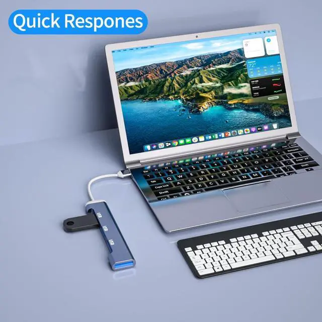Alt view image 7 of 7 - for Docking Station USB Hub 4 Ports, Multiple USB 3.0 Hub, USB A Splitter for Laptop with USB C Power Port, USB Extender for A Port Laptop, for Docking Station and More (2ft) (USB Connector)