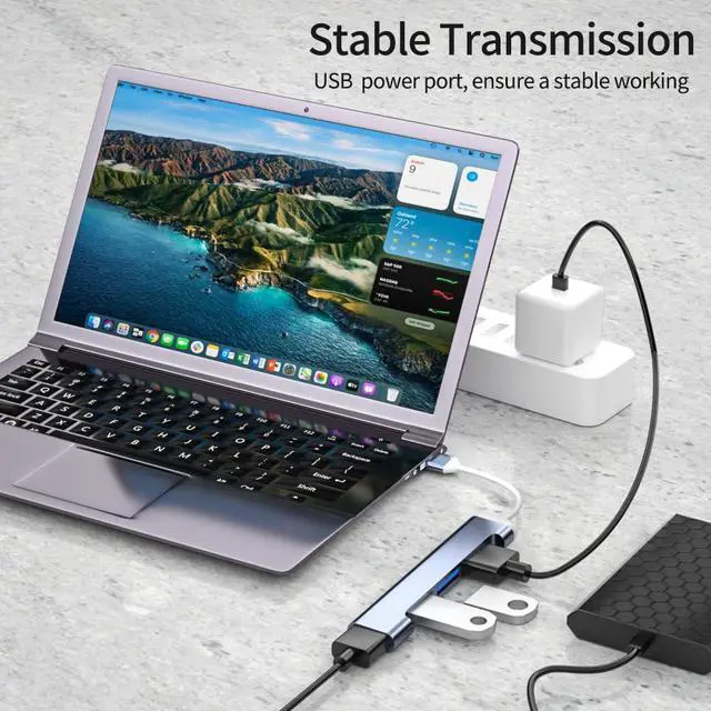 Alt view image 4 of 7 - for Docking Station USB Hub 4 Ports, Multiple USB 3.0 Hub, USB A Splitter for Laptop with USB C Power Port, USB Extender for A Port Laptop, for Docking Station and More (2ft) (USB Connector)