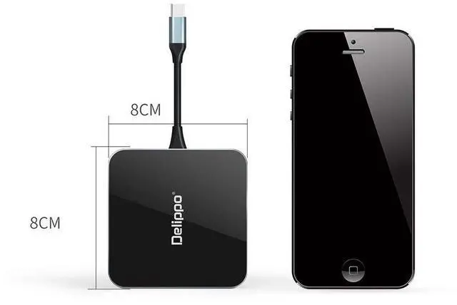 Alt view image 6 of 7 - USB C Hub Docking Solution,Delippo 8 in 1 with Charger dongles Gigabit Ethernet Port, PD Type C Charging,4K HDMI,1080 VGA, SD TF Card Reader, 2 USB A Ports