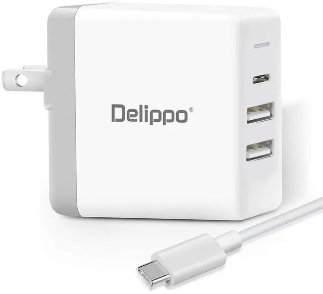 Main image of ® 1 Port 45W PD USB C & 2 Port 12W USB A Travel Wall Charger for Samsung Dell Xps MacBook Pro/Air 2018 iPad Pro 2018 iPhone XS/Max/XR/X/8/7/Plus Nexus 6P
