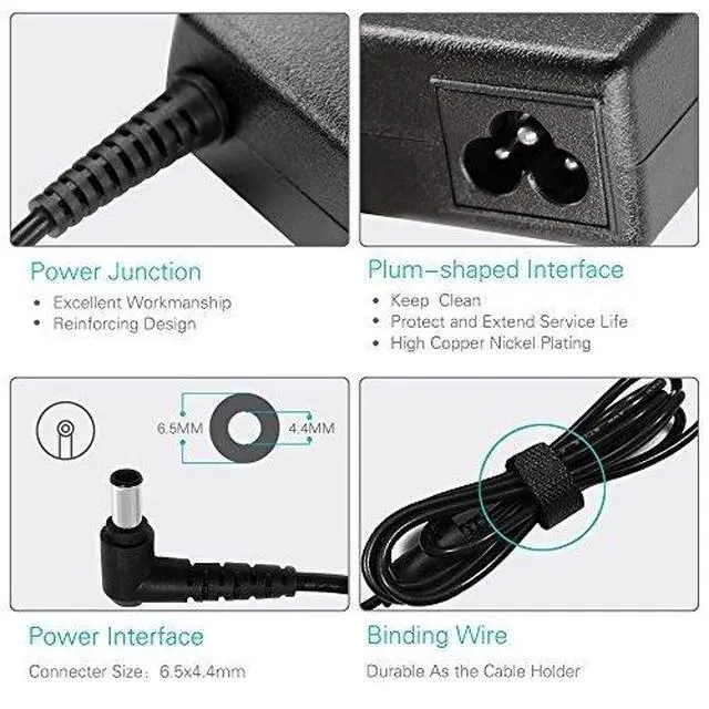Alt view image 3 of 6 - 19V 2.1A 1.3A AC Adapter Charger LCD Led Monitor for LG AY62790006 EAY62710704 E2250T W2286L E2251Tt-bn E2351t-bn Ips277l-bn 27ea33v D2343p Ips236v-pn E1948S E2242C E2249 with Power Cable