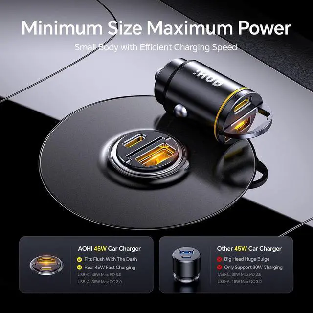 Alt view image 2 of 7 - USB C Car Charger, PD 45W&QC 30W 2 Port Type-C Fast Charging Car Lighte Charger+USB 4 2.0 Cable 3.3FT with up to 120Gbps Bandwidth Boost Dual 8K/4K Display 240W PD 3.1 Fast Charging