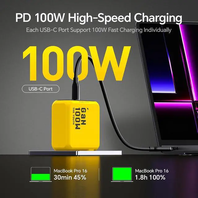 Alt view image 2 of 7 - Youth 100W Gan USB C Wall Charger + AOHI 140W USB C Cable with Display
