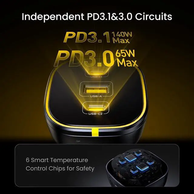 Alt view image 5 of 7 - 165W Laptop Car Charger Adapter 140W USB C Car Lighter Charger +USB 4 2.0 Cable 3.3FT with up to 120Gbps Bandwidth Boost Dual 8K/4K Display 240W PD 3.1 Fast Charging