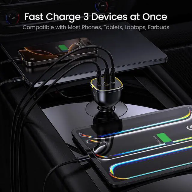 Alt view image 6 of 7 - 165W Laptop Car Charger Adapter 140W USB C Car Lighter Charger +USB 4 2.0 Cable 3.3FT with up to 120Gbps Bandwidth Boost Dual 8K/4K Display 240W PD 3.1 Fast Charging