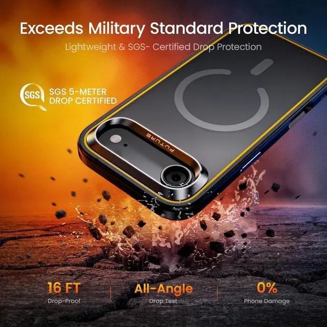 Alt view image 2 of 7 - Magnetic Case for iPhone Air, Slim MagSafe-Compatible Shockproof Phone Case with Military-Grade Drop Protection, Black