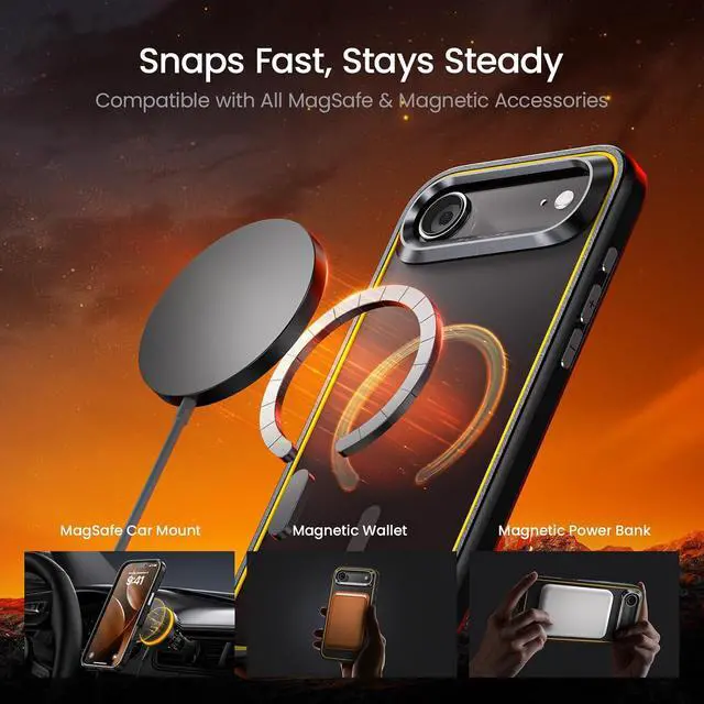 Alt view image 4 of 7 - Magnetic Case for iPhone Air, Slim MagSafe-Compatible Shockproof Phone Case with Military-Grade Drop Protection, Black
