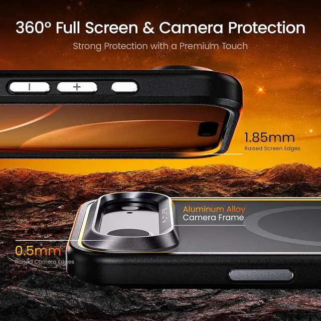 Alt view image 6 of 7 - Magnetic Case for iPhone Air, Slim MagSafe-Compatible Shockproof Phone Case with Military-Grade Drop Protection, Black