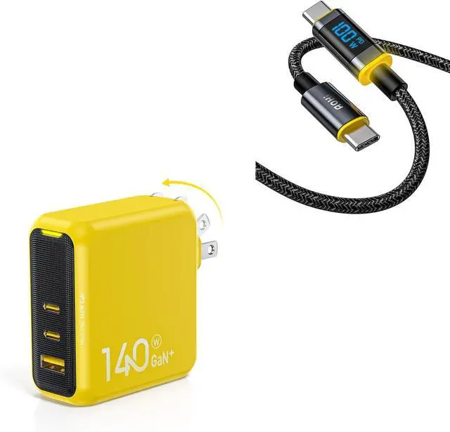 Main image of PD 3.1 Magcube 140W Gan+ USB C Charger + 140W USB C to C Cable with LED Display