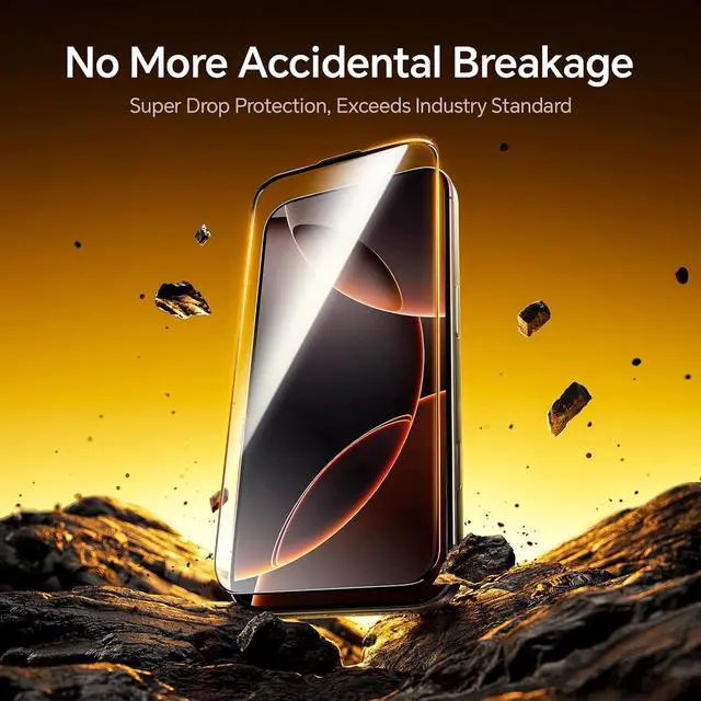 Alt view image 2 of 7 - 9H+ Glass for iPhone 16 Pro Screen Protector, Military-Grade Shatterproof iPhone HD Tempered Glass Dust-Free One-Pull Installation, Full Coverage Screen Protector for iPhone 16 Pro 6.3-Inch