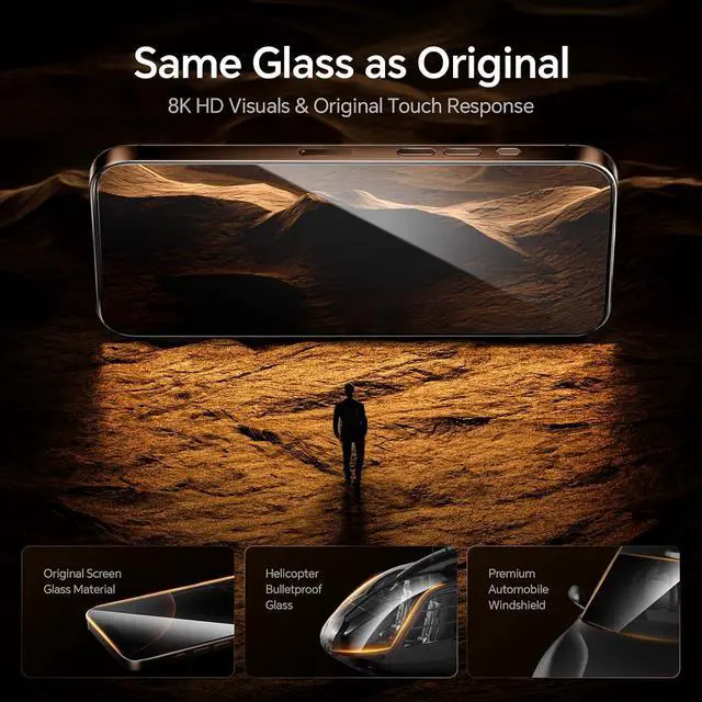 Alt view image 3 of 7 - 9H+ Glass for iPhone 16 Pro Screen Protector, Military-Grade Shatterproof iPhone HD Tempered Glass Dust-Free One-Pull Installation, Full Coverage Screen Protector for iPhone 16 Pro 6.3-Inch