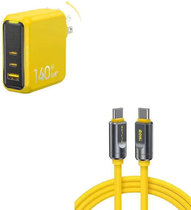 Main image of Magcube 140W USB C Charger PD3.1 3-Port GaN+ Laptop Wall Charger+USB 4 2.0 Cable 6.6FT with up to 120Gbps Bandwidth Boost Dual 8K/4K Display 240W PD 3.1 Fast Charging