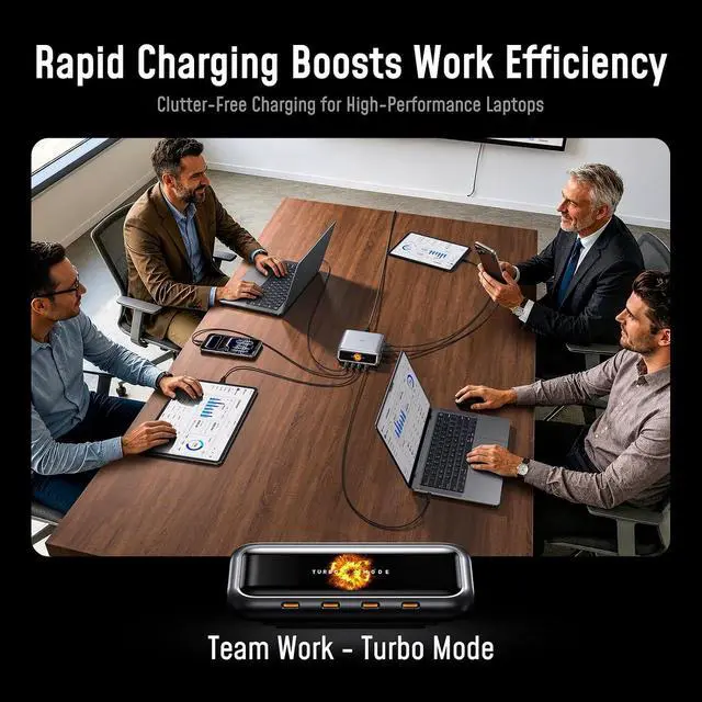 Alt view image 4 of 7 - Future AI 280W PD3.2 GaN Desktop Charging Station, 6-Port Charger with 240W Max USB-C Output, Smart TFT Display & Wi-Fi App Control,Compatible with MacBook, iPhone, Galaxy, Dell, iPad Pro, Grey