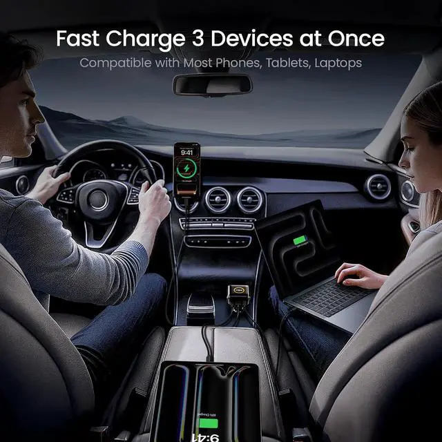 Alt view image 7 of 7 - SUPERAUTO 170W Car Charger with Smart LED Display140W PD 3.1 USB C Fast Charging Car Adapter with USB4 2.0 Cable 6.6ft with 240W PD3.1 Fast Charging, 80Gbps Data Transfer, Dual 8K/Triple 4K Displ