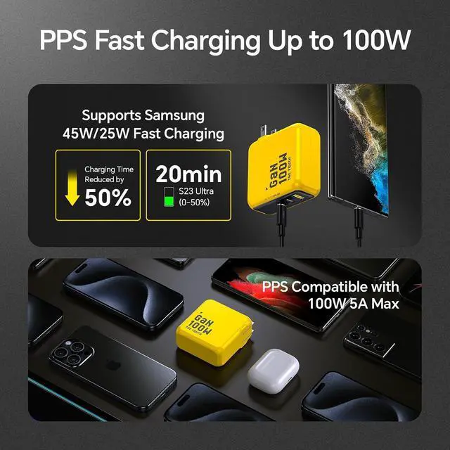 Alt view image 7 of 7 - Youth 100W Gan USB C Wall Charger + AOHI 140W USB C Cable with Display