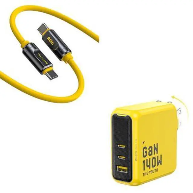 Main image of Youth 140W GaN+ USB C Charger 100W Laptop Fast Charger+240W USB 4 2.0 Cable 3.3FT with up to 120Gbps Bandwidth Boost Dual 8K/4K Display 240W PD 3.1 Fast Charging