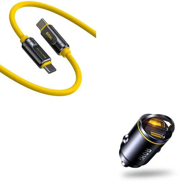 Main image of USB C Car Charger, PD 45W&QC 30W 2 Port Type-C Fast Charging Car Lighte Charger+USB 4 2.0 Cable 3.3FT with up to 120Gbps Bandwidth Boost Dual 8K/4K Display 240W PD 3.1 Fast Charging